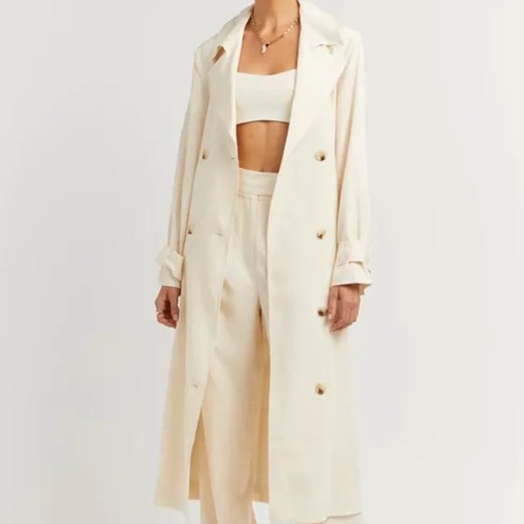 DISSH FALLON OFF WHITE LINEN BLEND TRENCH COAT - Picture 3 of 3
